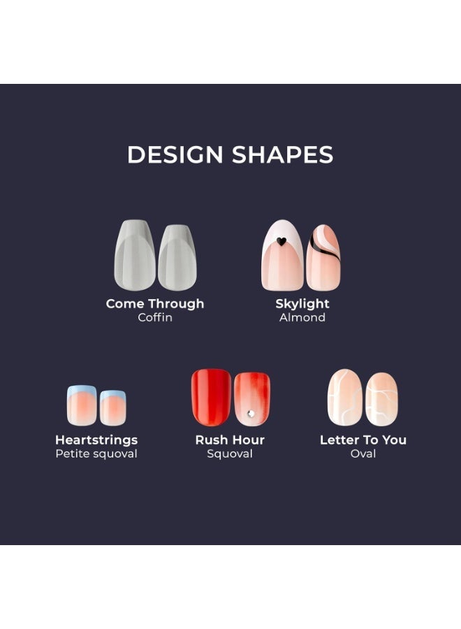 إمبريس Kiss IMM46C أظافر imPRESS The No Glue Mani اللاصقة – تصميم أزرق وأبيض مع لمسات جليتر (30 ظفرًا) - Image 3