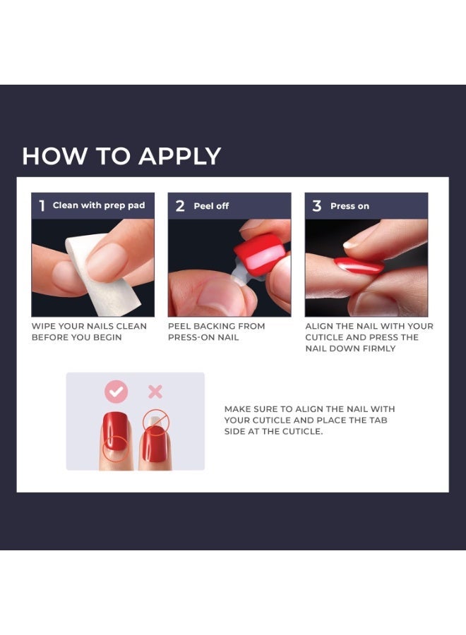 إمبريس Kiss IMM46C أظافر imPRESS The No Glue Mani اللاصقة – تصميم أزرق وأبيض مع لمسات جليتر (30 ظفرًا) - Image 2