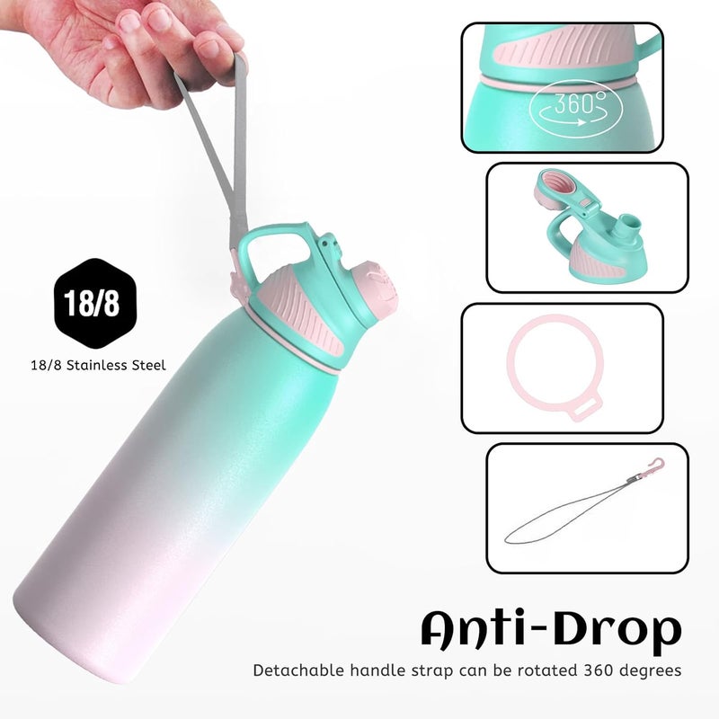 FjBottle Stainless Steel Water Bottle 600ml/800ml/1L/1.5L with Magnetic Lid, BPA Free Insulated Water Bottle, Sports Metal Hot&Cold Drinks Vacuum Flask Leak-Proof for Gym, Work, Travel - Image 3