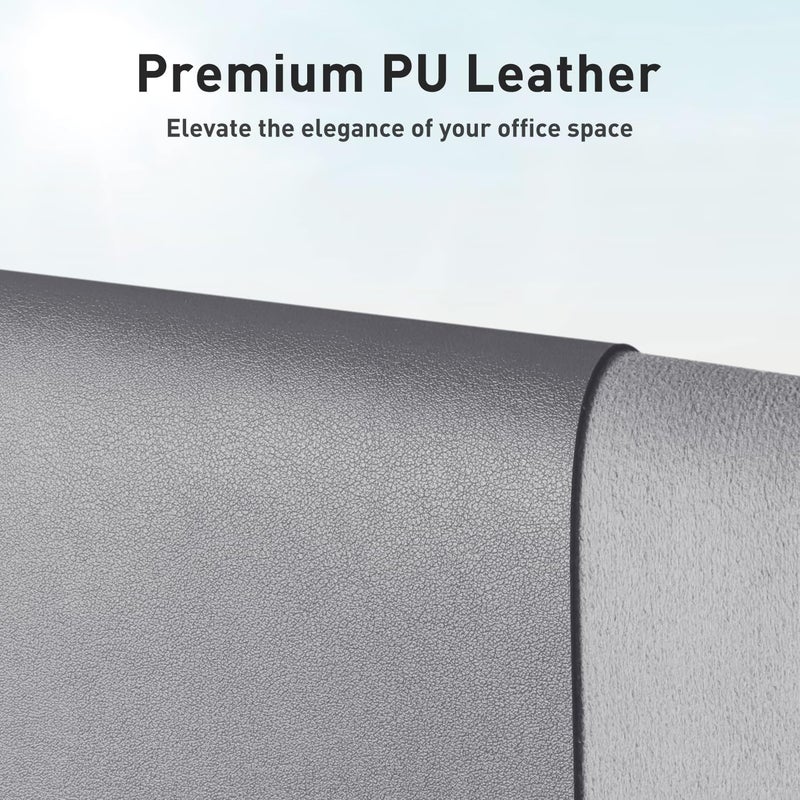 Aothia Leather Desk Pad Protector,Mouse Pad,Office Desk Mat, Non-Slip PU Leather Desk Blotter,Laptop Desk Pad,Waterproof Desk Writing Pad for Office and Home (17"x48", Light Grey) - Image 2