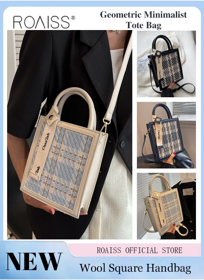 roaiss - Women Woolen Mini Handbag Commuter Niche Crossbody Bag with Simple and Minimalist Design Chic Tote Bag for Everyday Use - Image 1