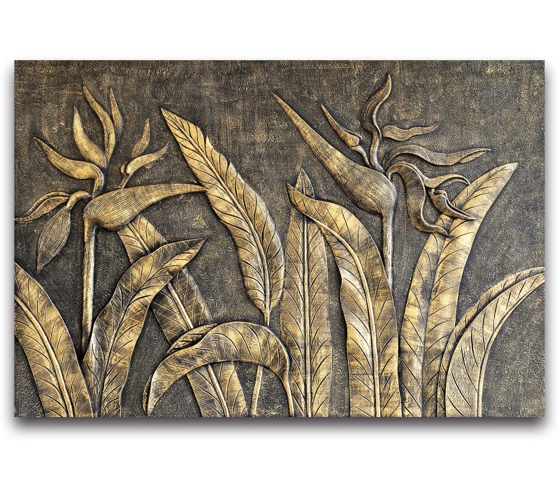 Cliouar-Golden Bird of Paradise Sculpture 3D Three-Dimensional Wallpaper Mural 103" x 69"(Not Self-Adhesive) - Image 4