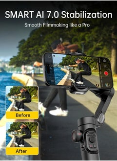 AOCHUAN Phone Gimbal Stabiliser 3-Axis Smartphone Foldable Gimbal for iPhone Gimble with Focus Wheel TikTok YouTube Vlog Stabiliser for iPhone u0026 Android  - Image 2