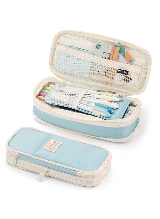 EASTHILL EASTHILL Canvas Big Capacity Pencil Pen Case Office College School Large Storage High Capacity Bag Pouch Holder Box Organizer (Pencil Pen Case) - Blue  - Image 1