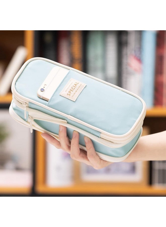 EASTHILL EASTHILL Canvas Big Capacity Pencil Pen Case Office College School Large Storage High Capacity Bag Pouch Holder Box Organizer (Pencil Pen Case) - Blue  - Image 5