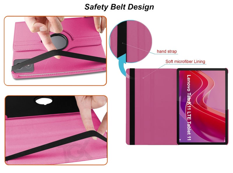 TGK 360 Rotatable Smart Flip Case Cover for Lenovo Tab K11 11 Inch (Hot Pink) - Image 4