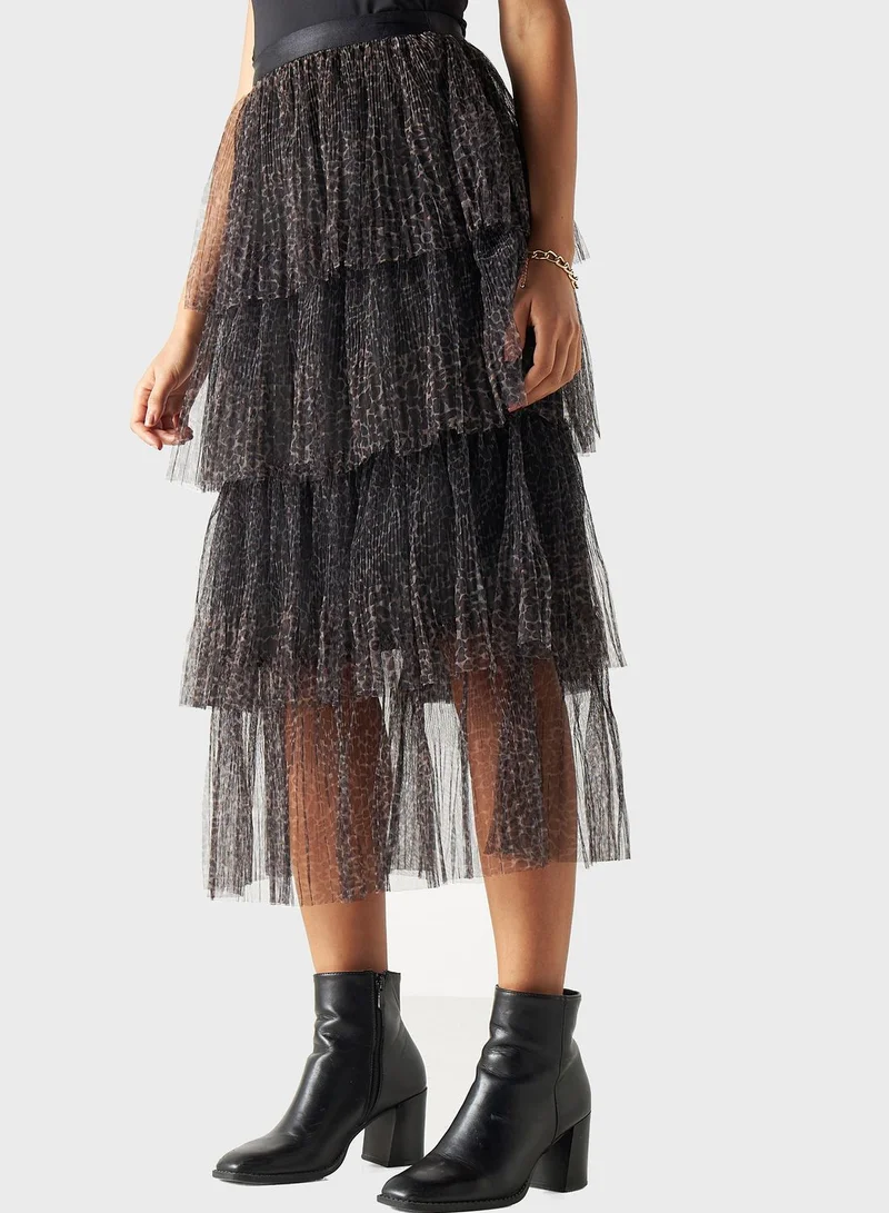 2Xtremz Printed Frilled High Waist Skirt
