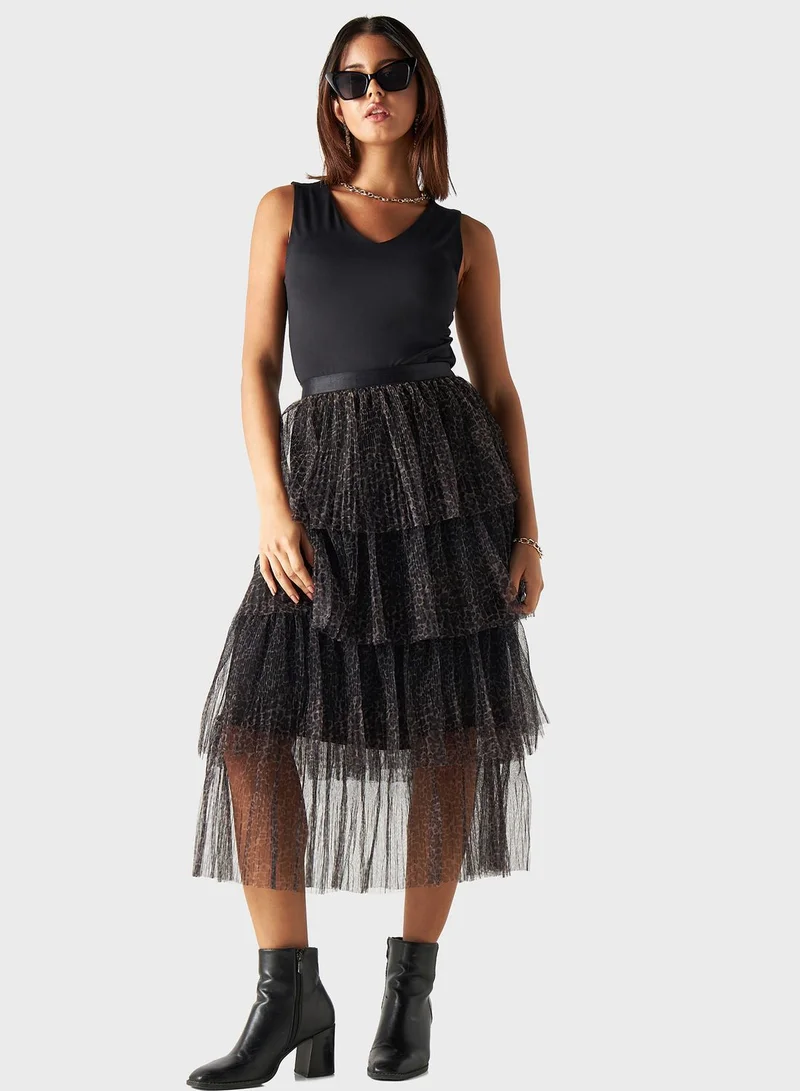 2Xtremz Printed Frilled High Waist Skirt