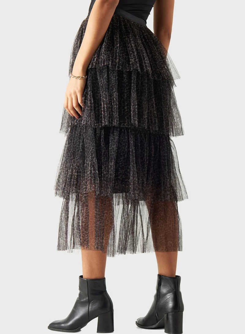 2Xtremz Printed Frilled High Waist Skirt