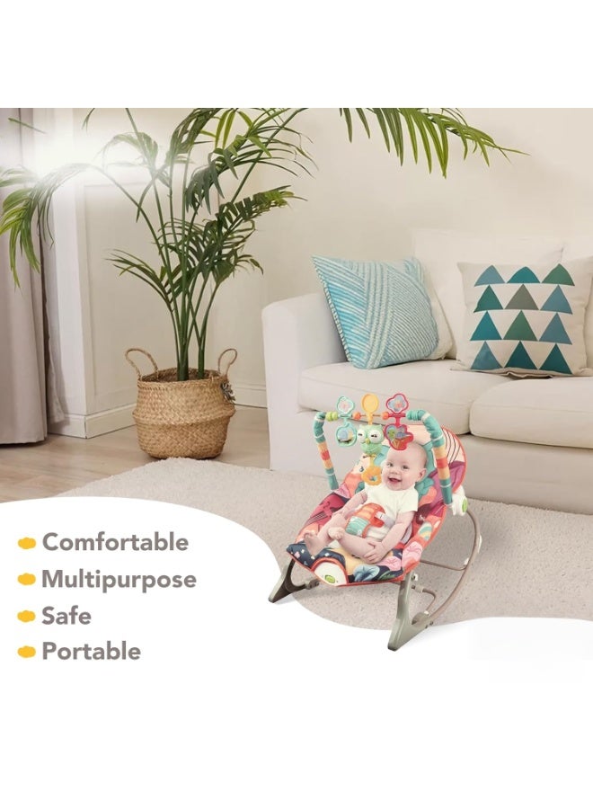 Baby Bouncer Seat, Baby Rocker, Swings and Vibrations seat for Infants, Portable Baby Swing with Music Box and Toys, Adjustable Multi Position, Newborn to Toddler, Owl Aurora - Image 1