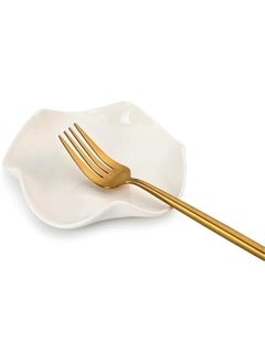 Spoon Rest for Stove Top, Ceramic Spoon Holder for Kitchen Counter, 5 Inch Spatula Rests for Kitchen Utensils, Cooking Housewarming Wedding (Elegant White)