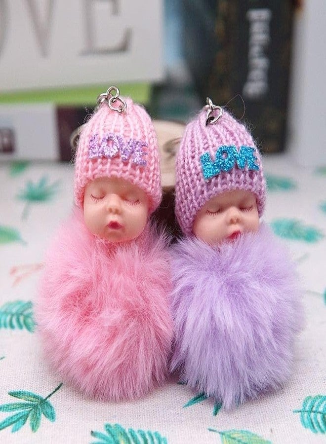 Generic 2 Pcs Sleeping Baby Doll Keychain Multicolor Doll Keychain - Image 2