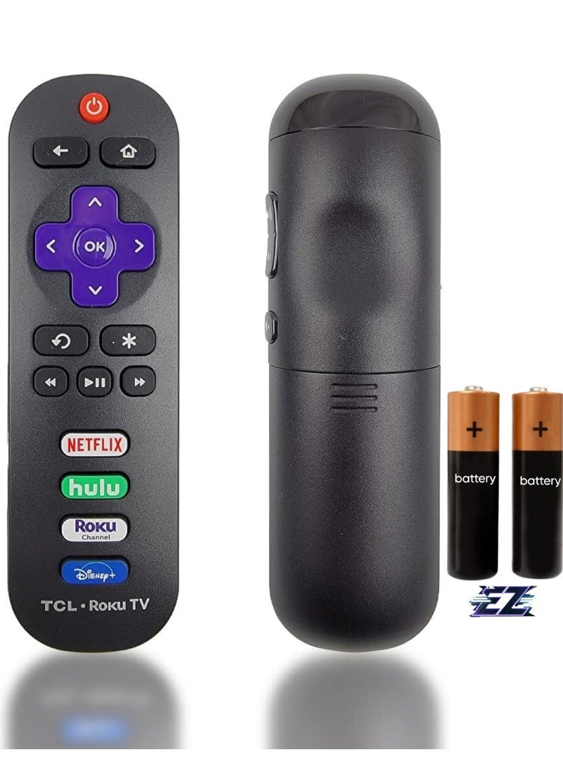PopZa OEM Remote Control for TCL Roku TV Without Pairing Includes Volume Control Buttons, Netflix, Hulu, Channel with battery - Image 1