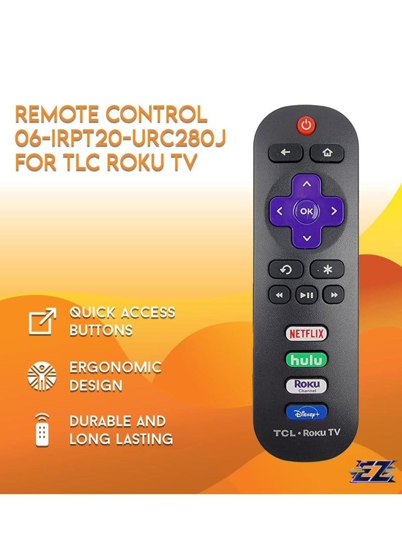 PopZa OEM Remote Control for TCL Roku TV Without Pairing Includes Volume Control Buttons, Netflix, Hulu, Channel with battery - Image 2
