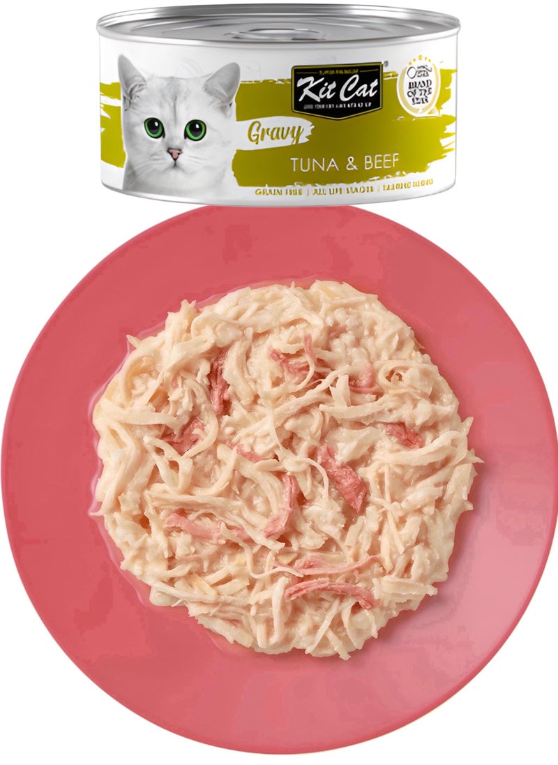 Kit Cat Kit Cat (24 packs) wet food with Tuna & Beef  flavor for small and large cats / 70 grams  - Image 3