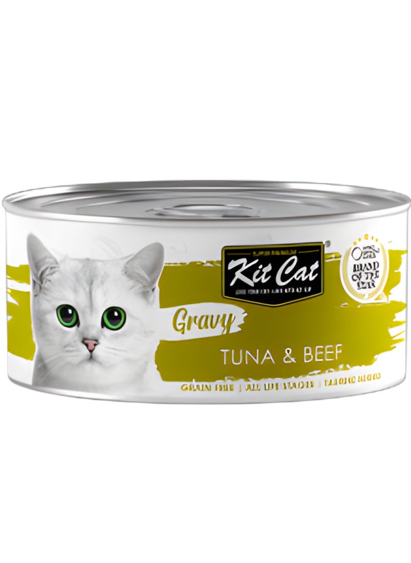 Kit Cat Kit Cat (24 packs) wet food with Tuna & Beef  flavor for small and large cats / 70 grams  - Image 2