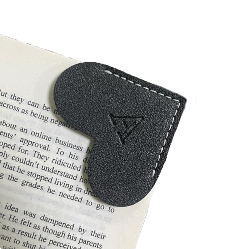 Wayzton Personalized Leather Book Marks, Heart Bookmark, Unique Cute Handmade Letter Bookmarks Accessories for Reading Women, Teacher, Student, Book Lovers Book Mark Gifts (Black, A) - Image 1