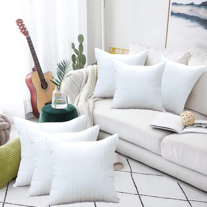 AVI Soft & Fluffy Micorfiber Filled Hotel Quality Premium Cushions Filler Set of 6, 24 x 24 Inch, Decorative Cushion for Sofa, Bed, Throw Pillow Insert, Office (White) - Image 1
