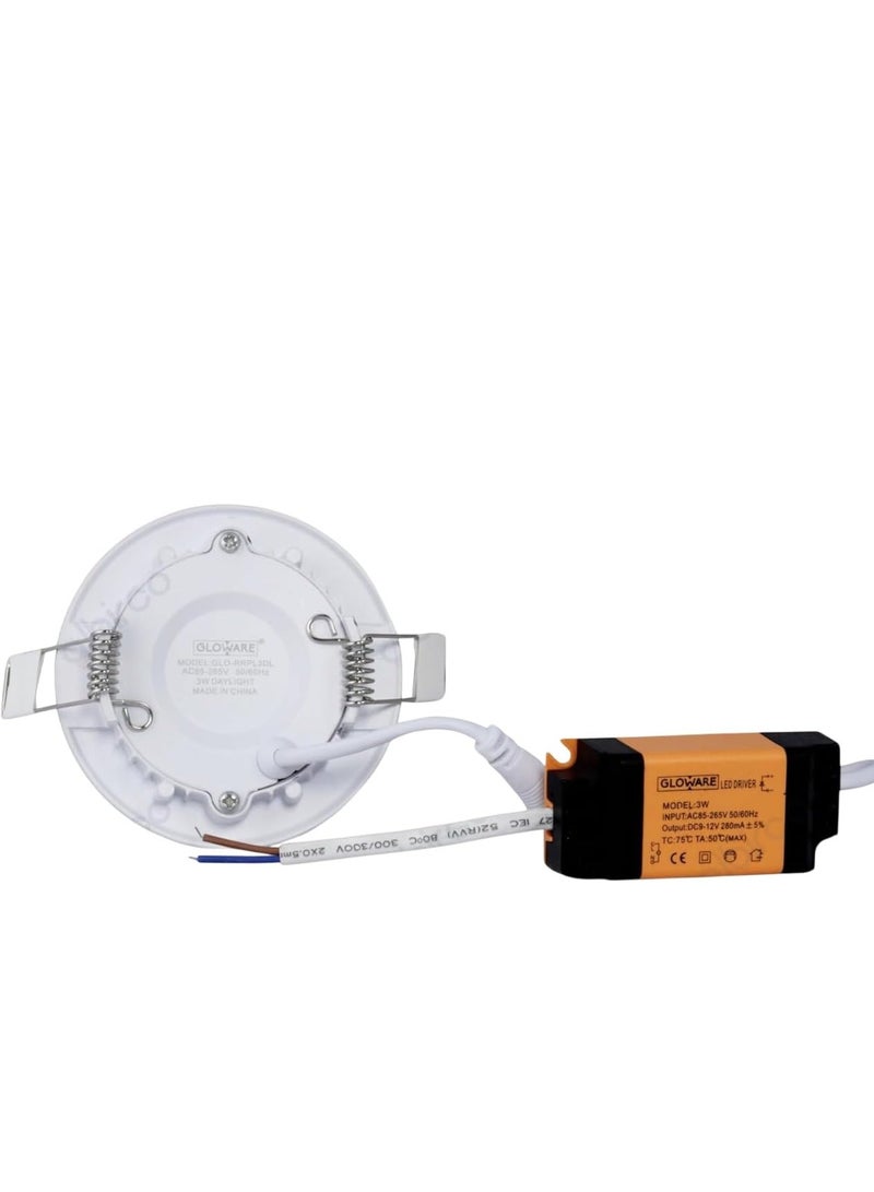 Gloware LED Slim Panel Light, 3W, Round, Warm White - Image 2