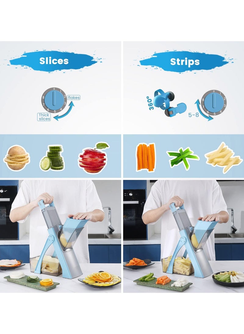 Vegetable Chopper, Safe Mandoline Slicer With Adjustable Thickness,Onion Chopper, Multifunctional Vegetable Cutter Slicer Dicer For Potato Tomato,Faster Kitchen Salad Chopper With Container  - Image 4