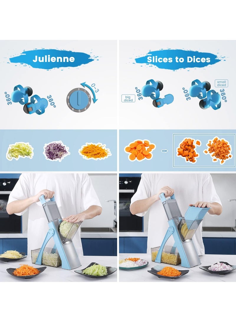 Vegetable Chopper, Safe Mandoline Slicer With Adjustable Thickness,Onion Chopper, Multifunctional Vegetable Cutter Slicer Dicer For Potato Tomato,Faster Kitchen Salad Chopper With Container  - Image 5