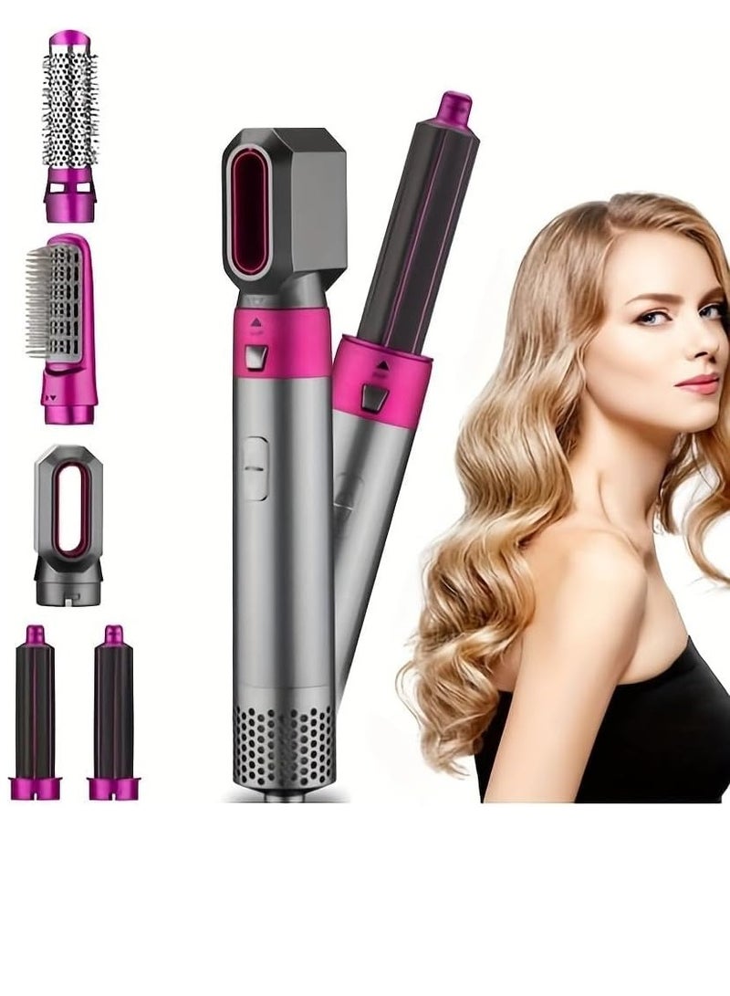 مكواة تجعيد 5 في 1، مجموعة عصا تجعيد مع فرشاة تجعيد و4 عصا تجعيد سيراميك قابلة للتبديل، تسخين فوري - Image 1