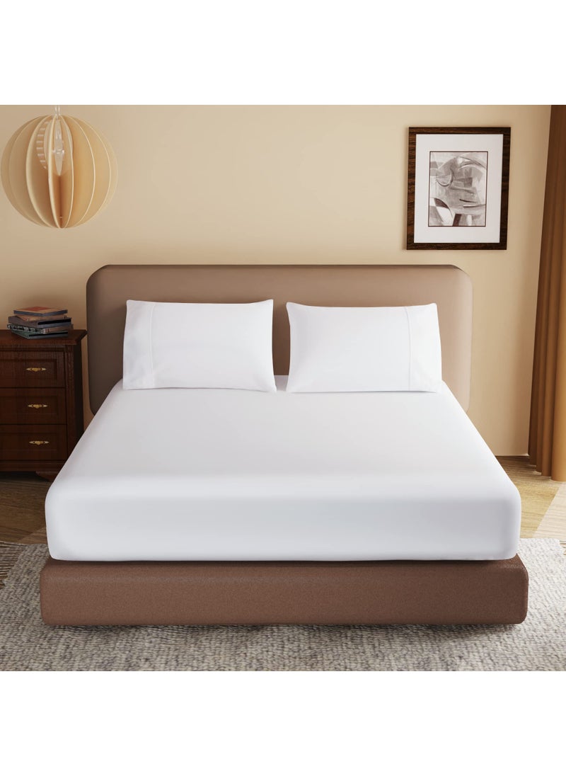 Zaizaihome 100% Egyptian Cotton Fitted Sheet King Size White  600 Thread Count  8-16"" Deep Pocket Sheet  Soft & Elastic Sateen Weave Bottom Sheet for Hotel & Home (White  1 Pack Fitted Sheet Only King)  - Image 1