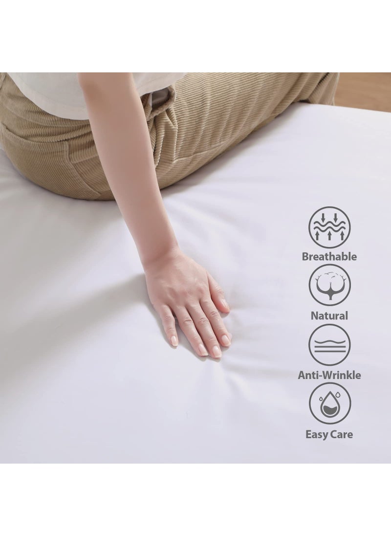 Zaizaihome 100% Egyptian Cotton Fitted Sheet King Size White  600 Thread Count  8-16"" Deep Pocket Sheet  Soft & Elastic Sateen Weave Bottom Sheet for Hotel & Home (White  1 Pack Fitted Sheet Only King)  - Image 2
