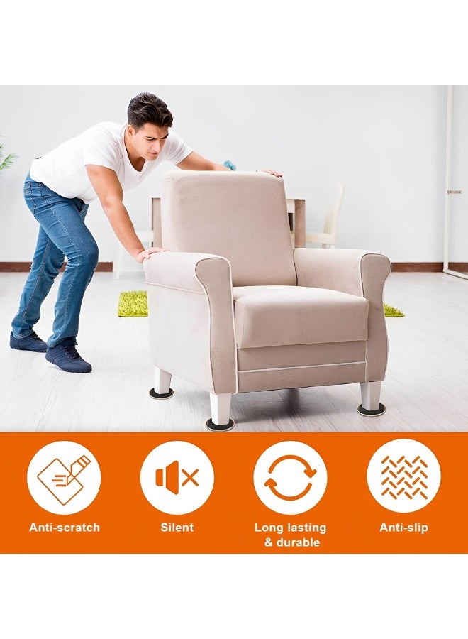 32 PCS Furniture Pads Set, Mixed Sizes 22/32/38/50 mm Chair Leg Protectors for Tables and Sofas, Protect Hardwood Floors, Tiles and Carpets, Anti Scratch & Noise Reduction, Easy Furniture Movement - Image 2