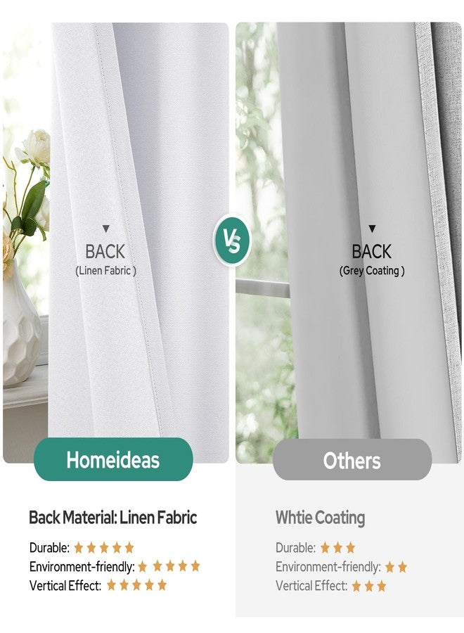 HOMEIDEAS 100% White Linen Blackout Curtains for Bedroom, 52 x 84 Inch Length 2 Panels Faux Linen Thermal Insulated Darkening Grommet Window Drapes for Living Room - Image 5