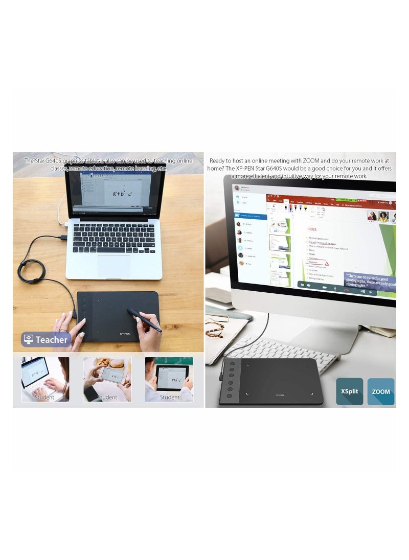 XP-PEN - G640S V2 Drawing Tablet Graphics Pen Tablet with Battery-Free Stylus 8192 Pressure 6x4 Inch Digital Tablet with 6 Customized Hot Keys for Chrome, Mac, Windows PC and Android - Image 1