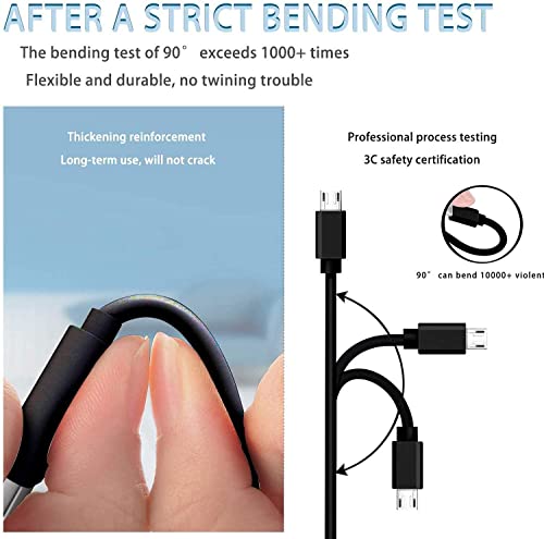 WZHENB 5V 2A 1A Fast Wall Charger 10ft Long Micro USB Type B Charging Cable Cord for Kindle Paperwhite 2-13, Oasis E-Reader, Fire HD 6 7 8 10 Plus Kids Pro,Galaxy S7/S6/S5/S4/S2/LG Android Phone & More - Image 4
