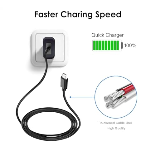 WZHENB 5V 2A 1A Fast Wall Charger 10ft Long Micro USB Type B Charging Cable Cord for Kindle Paperwhite 2-13, Oasis E-Reader, Fire HD 6 7 8 10 Plus Kids Pro,Galaxy S7/S6/S5/S4/S2/LG Android Phone & More - Image 2