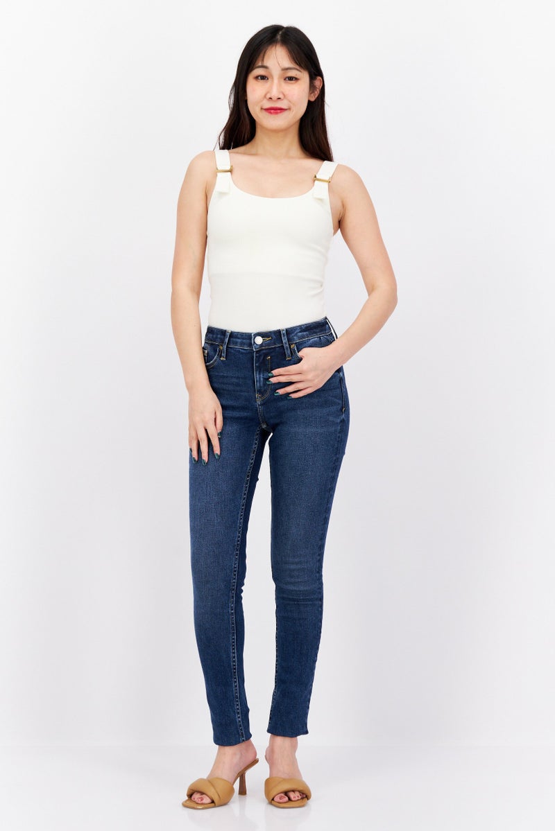 ESPRIT Women Skinny Fit Washed Stretchable Jeans, Navy - Image 3