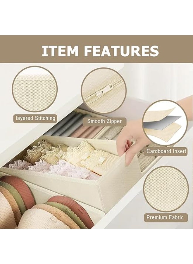 DUNISO 15 Pcs Clothes Drawer Organisers，Foldable Underwear Drawer Organizer and Closet Dividers，Storage Dresser Drawer Dividers，for Clothes, Socks, Bras, Underwear, Towels, Leggings, Jeans and Sweaters，Beige - Image 3