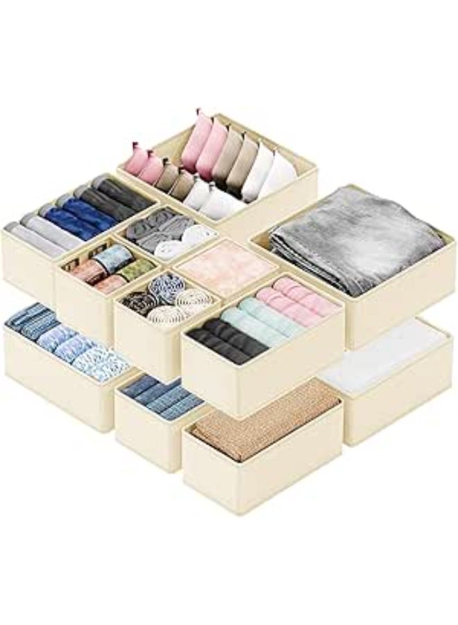 DUNISO 15 Pcs Clothes Drawer Organisers，Foldable Underwear Drawer Organizer and Closet Dividers，Storage Dresser Drawer Dividers，for Clothes, Socks, Bras, Underwear, Towels, Leggings, Jeans and Sweaters，Beige - Image 1