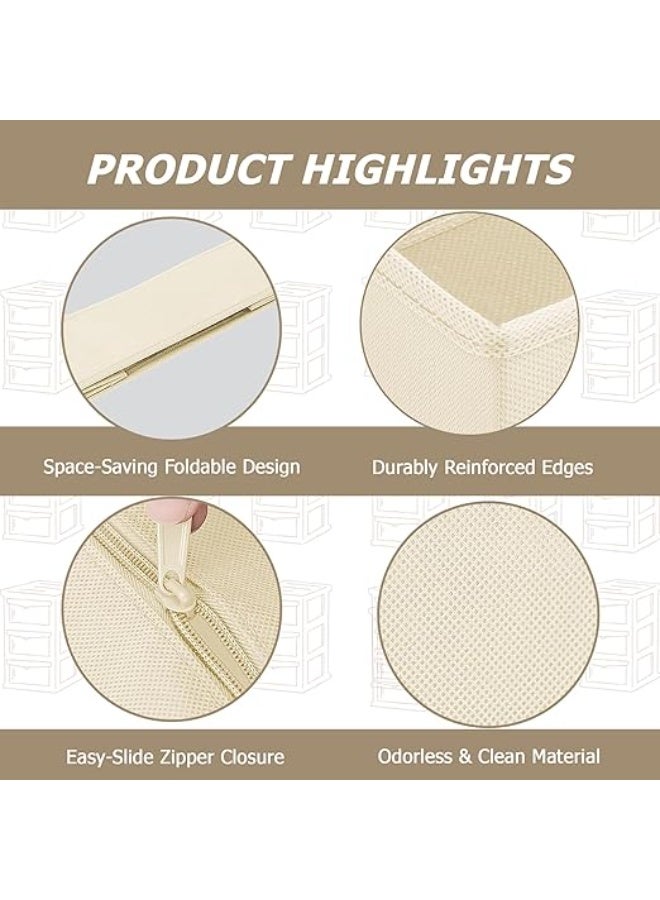 DUNISO 15 Pcs Clothes Drawer Organisers，Foldable Underwear Drawer Organizer and Closet Dividers，Storage Dresser Drawer Dividers，for Clothes, Socks, Bras, Underwear, Towels, Leggings, Jeans and Sweaters，Beige - Image 4