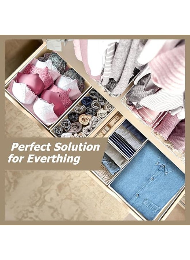 DUNISO 15 Pcs Clothes Drawer Organisers，Foldable Underwear Drawer Organizer and Closet Dividers，Storage Dresser Drawer Dividers，for Clothes, Socks, Bras, Underwear, Towels, Leggings, Jeans and Sweaters，Beige - Image 5