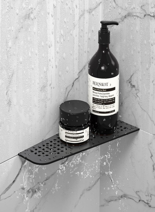 Bernkot Corner Shower Shelf 12" Matte Black 304 Stainless Steel Quadrilateral Corner Shelf Heavy Duty Recessed Bathroom Black Shelf No Drilling Needed - Image 1