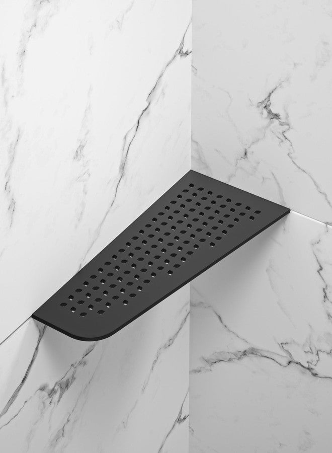 Bernkot Corner Shower Shelf 12" Matte Black 304 Stainless Steel Quadrilateral Corner Shelf Heavy Duty Recessed Bathroom Black Shelf No Drilling Needed - Image 4