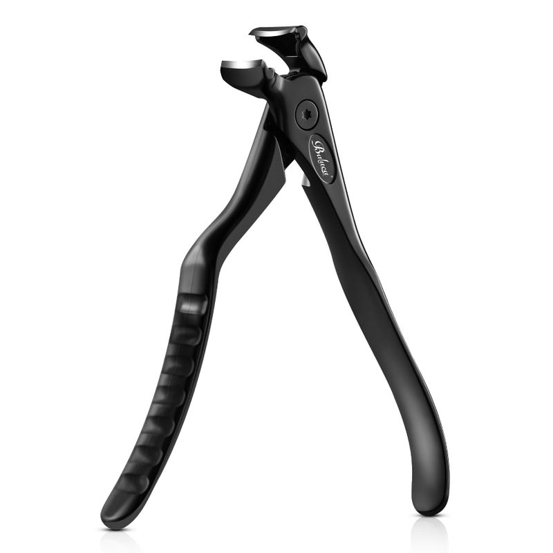 BALUCA Ergonomic Nail Clipper for Seniors - Toenail Clipper for Thick Toenails and Fingernails, Long Handle Nail Clippers with Catcher (Black, Long Handle) - Image 1