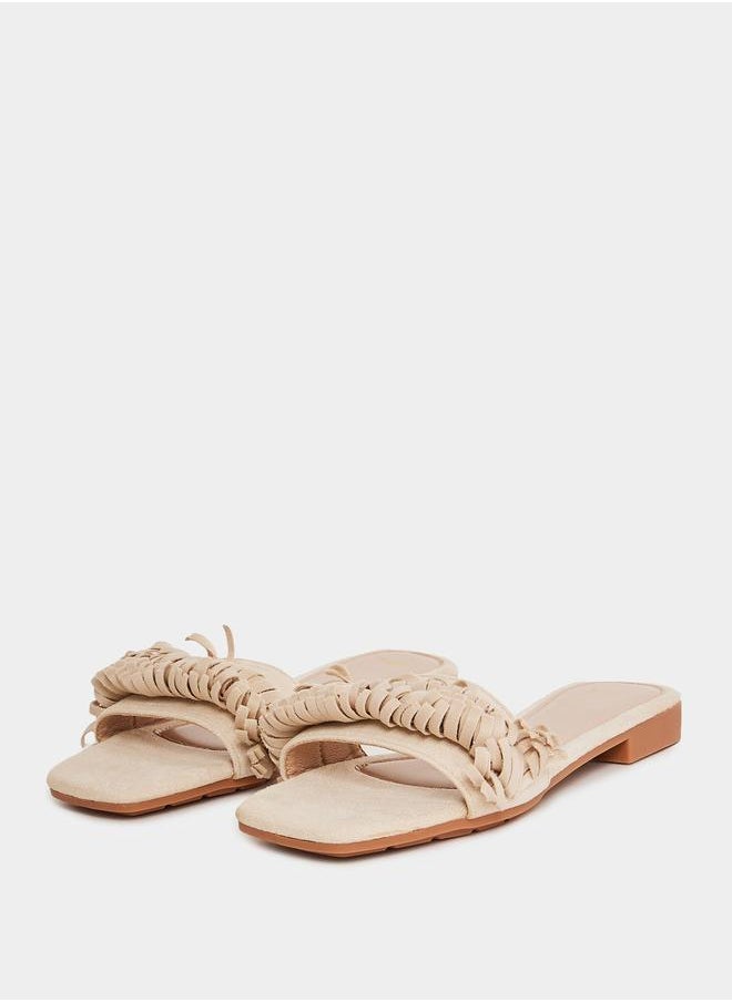 Styli Fringe Design Flat Sandals  - Image 2