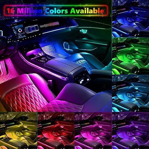 Amki Acrylic Interior Car Light, AMKI Car LED Strip Light with APP Sub Control, Car Accessories Fiber Optic Car Ambient Light Kit with RGB Dreamcolor 22 in 1 and 175 inches 593 LEDs 213 DIY and Music Modes - Image 4