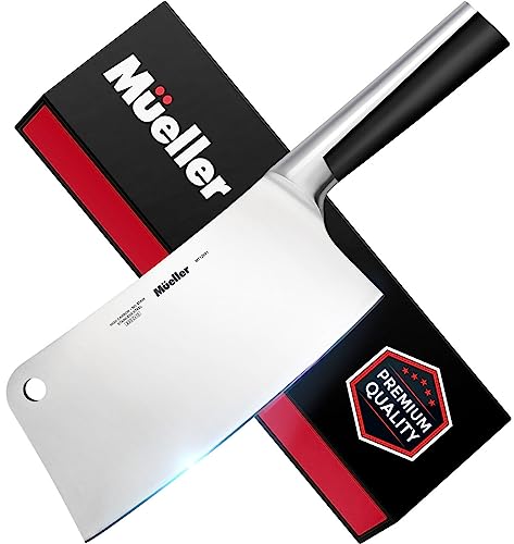 Mueller 7inch Butcher Knife Meat Cleaver Heavy Duty Bone Chopper Professional Grade High Carbon Stainless Steel Blade with Full Tang Handle for Home Kitchen and Restaurant Use Ultra Sharp