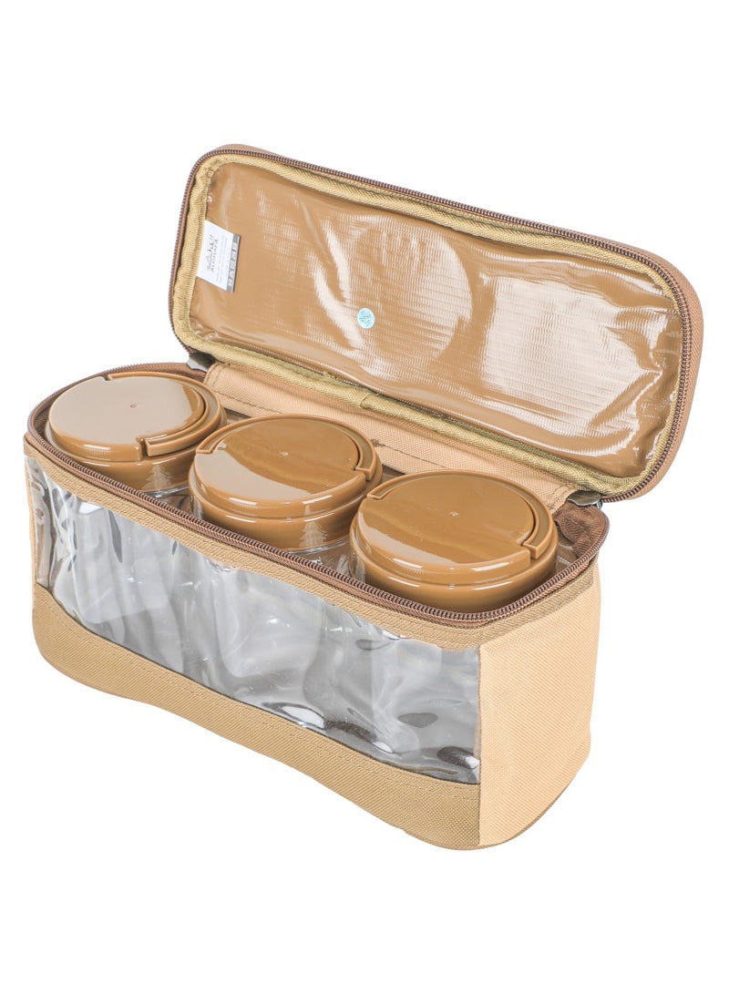 الغافة شنطة علب بهارات ,عدد 3قطع  , سعة 850 ملي, لون كاكي , من  الغافة - Image 1