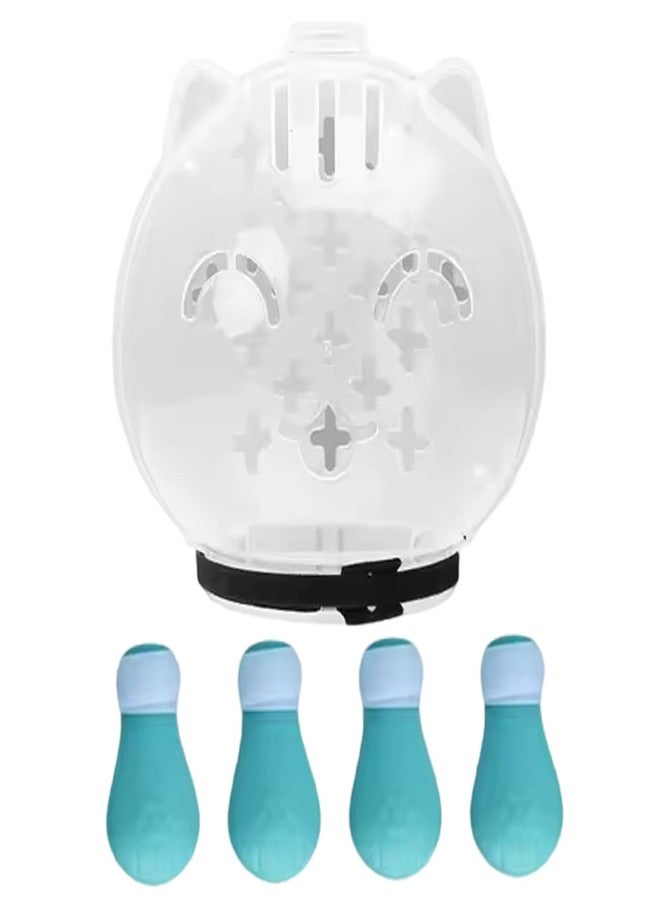 squishy 5PCS Cat Muzzle, White Cat Mask for Grooming and Nail Trimming, Soft Cat Face Cover with Adjustable Strap, Breathable Design for Comfort (Transparent+Green) - Image 1