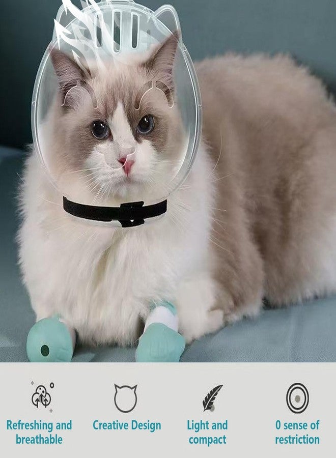 squishy 5PCS Cat Muzzle, White Cat Mask for Grooming and Nail Trimming, Soft Cat Face Cover with Adjustable Strap, Breathable Design for Comfort (Transparent+Green) - Image 2