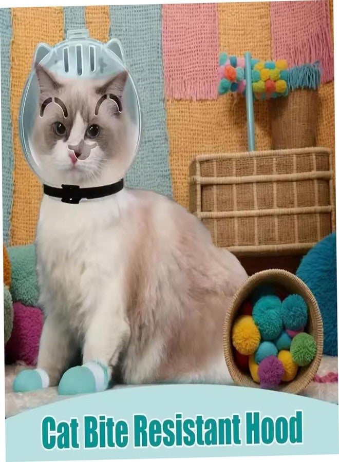 squishy 5PCS Cat Muzzle, White Cat Mask for Grooming and Nail Trimming, Soft Cat Face Cover with Adjustable Strap, Breathable Design for Comfort (Transparent+Green) - Image 3