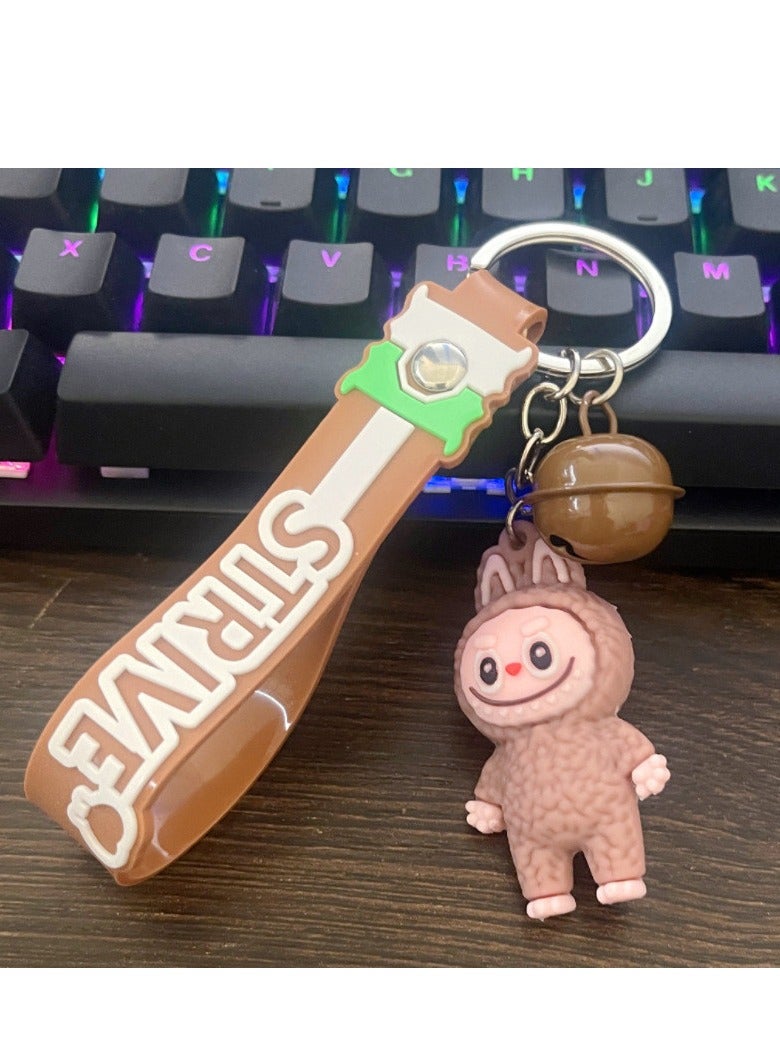 Labubu Toy Keychain Cartoon 3D Plastic Lovely Keychain (Assorted Color)