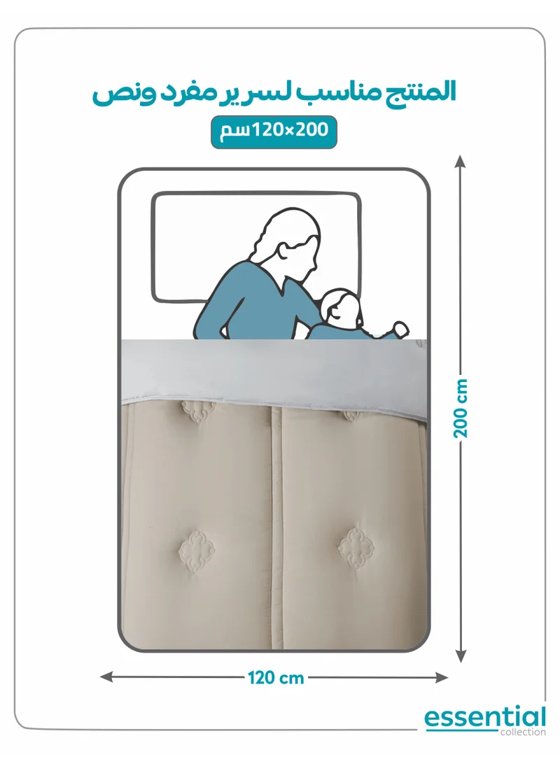 دوناتيلا طقم لحاف 4 قطع مقاس واحد مطبوع سرير قابل للعكس مقاس 120 * 200 سم مع حشوة بديلة لأسفل (350 جرام لكل متر مربع) ، رمادي